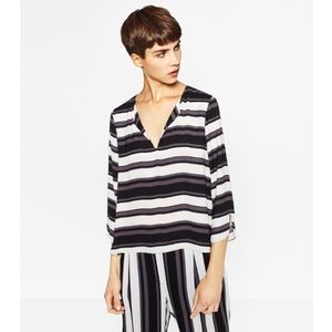 NWT Zara Flowy Stripe Print Blouse